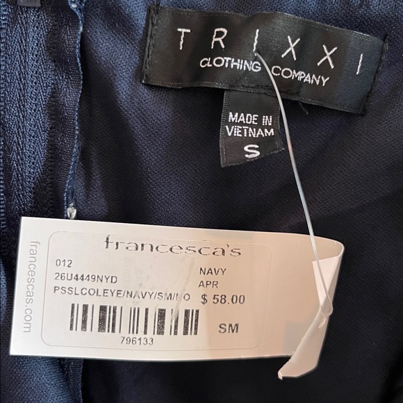 Trixxi Floral V-Neck Spaghetti Strap Dress - navy & White - Picture 4 of 4